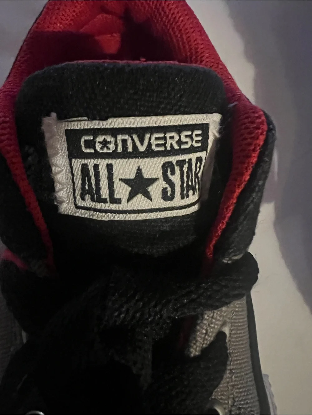 Converse All Star Chuck Taylor Toddler size 5 Gray and Red Lowtop